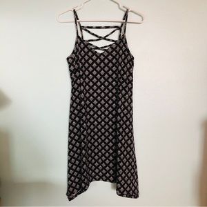 Black printed dress with strappy back